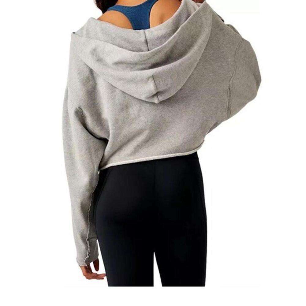 Free People Movement Gray Nights Like This Oversized Cropped Hoodie Size S - Picture 6 of 6